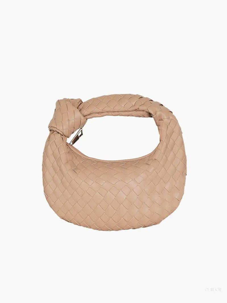 Woven Mini Leather Handbag – Chic Compact Knot-Handle Bag