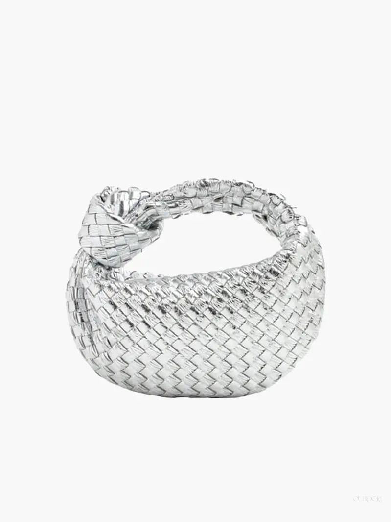 Woven Mini Leather Handbag – Chic Compact Knot-Handle Bag