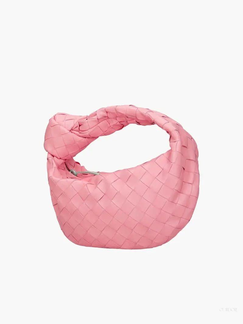 Woven Mini Leather Handbag – Chic Compact Knot-Handle Bag