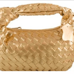 Woven Mini Leather Handbag – Chic Compact Knot-Handle Bag