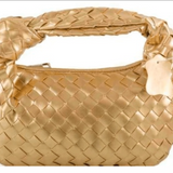 Woven Mini Leather Handbag – Chic Compact Knot-Handle Bag