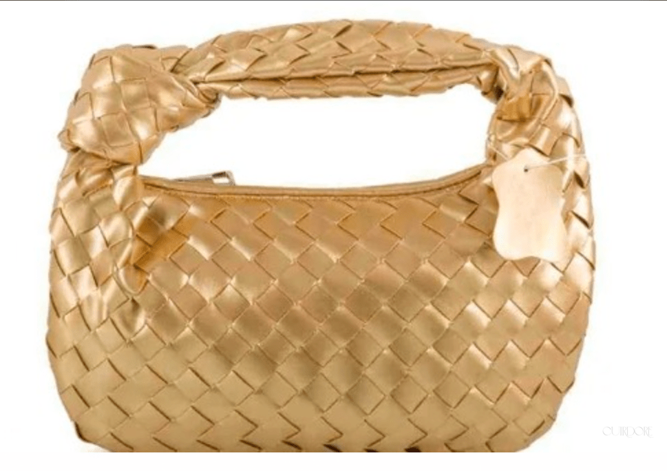 Woven Mini Leather Handbag – Chic Compact Knot-Handle Bag