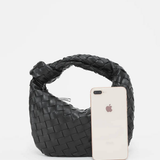 Woven Mini Leather Handbag – Chic Compact Knot-Handle Bag