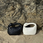 Woven Mini Leather Handbag – Chic Compact Knot-Handle Bag