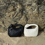 Woven Mini Leather Handbag – Chic Compact Knot-Handle Bag