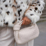 Woven Mini Leather Handbag – Chic Compact Knot-Handle Bag