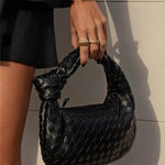 Woven Mini Leather Handbag – Chic Compact Knot-Handle Bag
