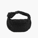 Woven Mini Leather Handbag – Chic Compact Knot-Handle Bag