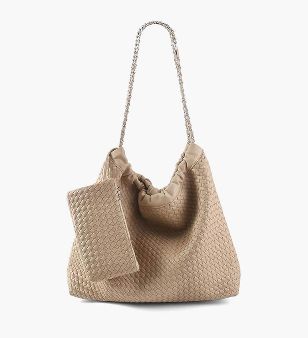Woven Shoulder Bag with Chain Strap – Effortless & Spacious