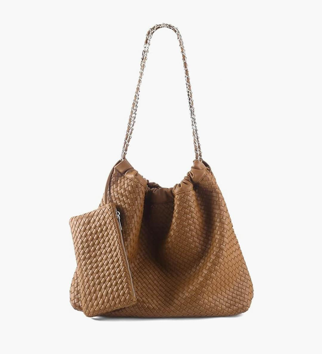 Woven Shoulder Bag with Chain Strap – Effortless & Spacious