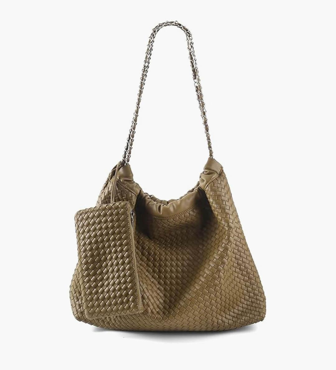 Woven Shoulder Bag with Chain Strap – Effortless & Spacious