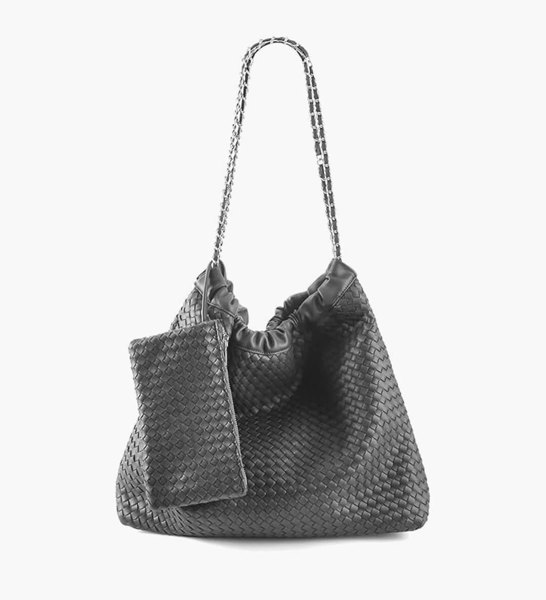 Woven Shoulder Bag with Chain Strap – Effortless & Spacious