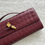 Woven Shoulder Handbag with Gold Lock Detail