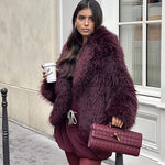 Woven Shoulder Handbag with Gold Lock Detail
