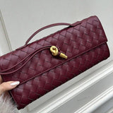 Woven Shoulder Handbag with Gold Lock Detail