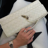 Woven Shoulder Handbag with Gold Lock Detail