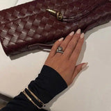 Woven Shoulder Handbag with Gold Lock Detail