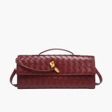Woven Shoulder Handbag with Gold Lock Detail