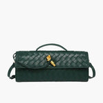 Woven Shoulder Handbag with Gold Lock Detail