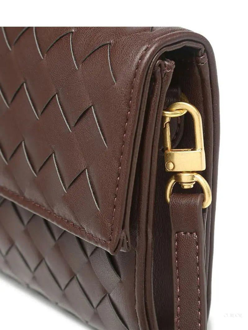 Woven Shoulder Handbag with Gold Lock Detail