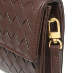 Woven Shoulder Handbag with Gold Lock Detail