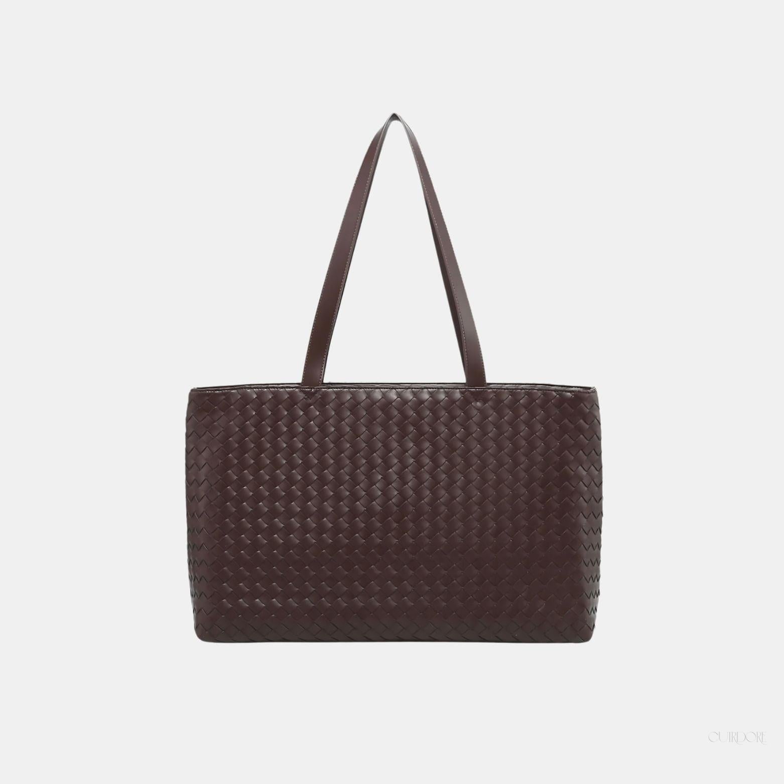 Woven Shoulder Tote Bag – Spacious Minimalist Everyday Handbag