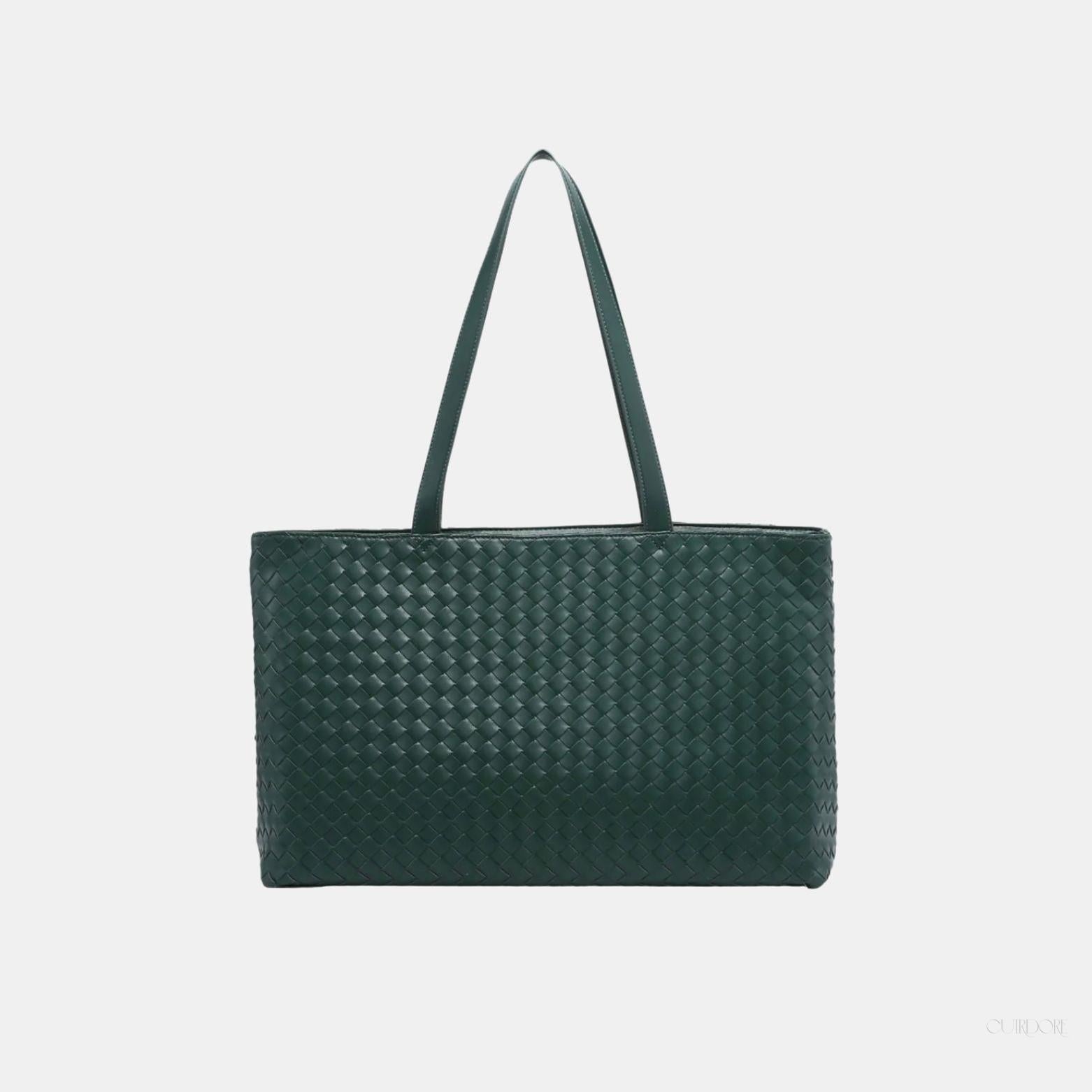 Woven Shoulder Tote Bag – Spacious Minimalist Everyday Handbag