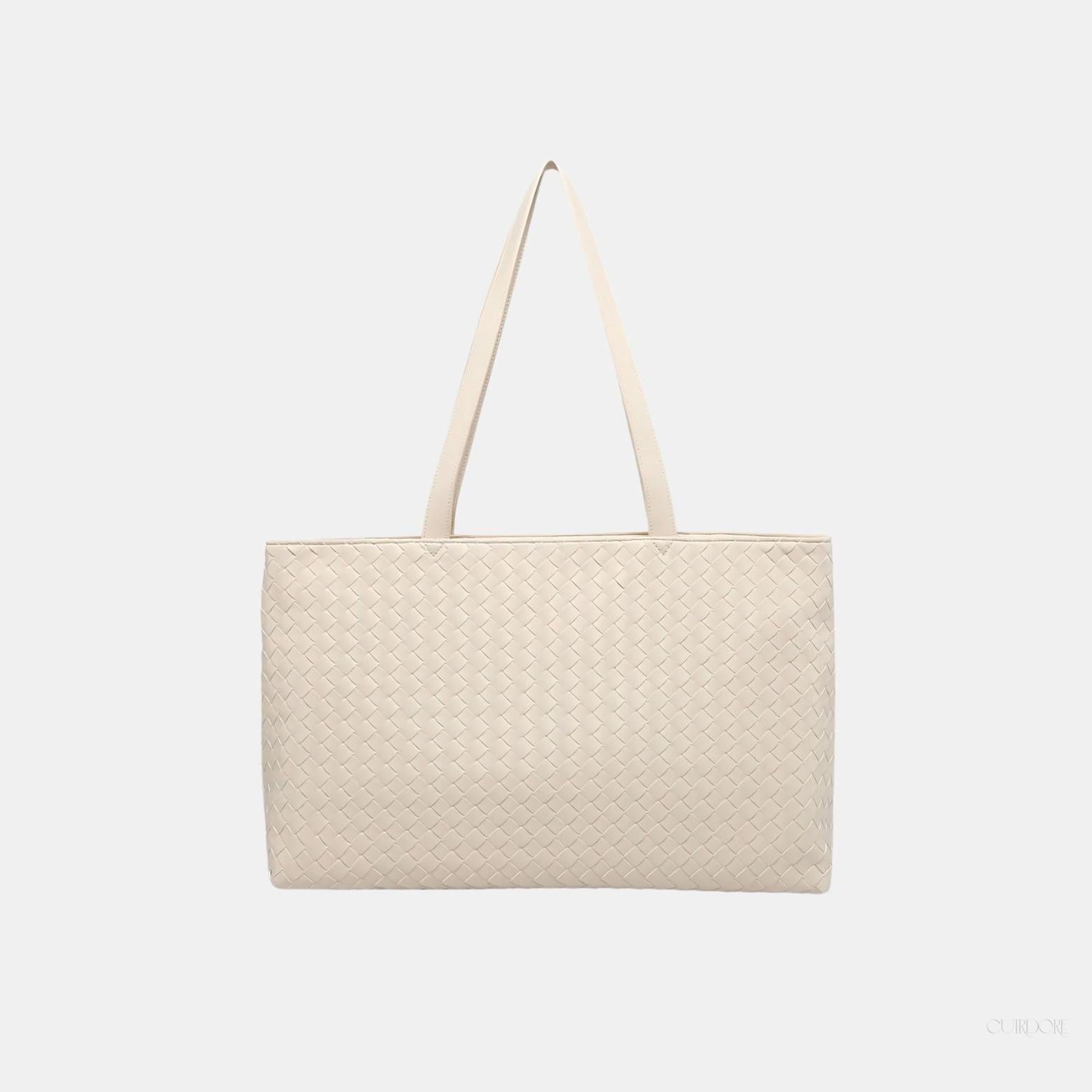 Woven Shoulder Tote Bag – Spacious Minimalist Everyday Handbag