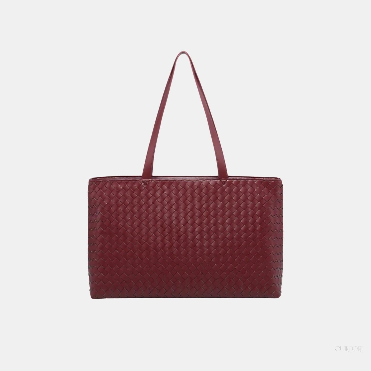 Woven Shoulder Tote Bag – Spacious Minimalist Everyday Handbag