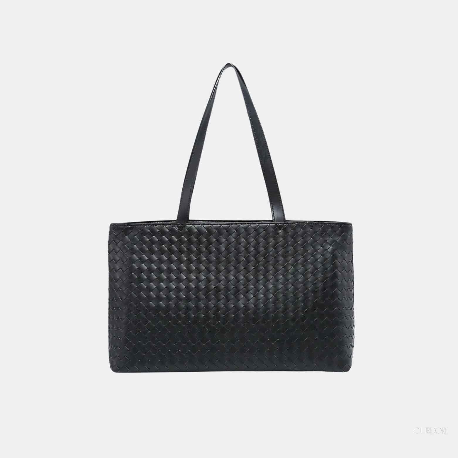 Woven Shoulder Tote Bag – Spacious Minimalist Everyday Handbag