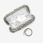 Zyrene | Crystal Embellished Silver Evening Clutch – Radiant Luxury