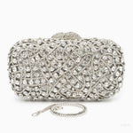 Zyrene | Crystal Embellished Silver Evening Clutch – Radiant Luxury