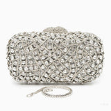 Zyrene | Crystal Embellished Silver Evening Clutch – Radiant Luxury