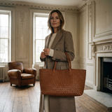 Woven Leather Tote Bag – Large Tan Handcrafted Shopper